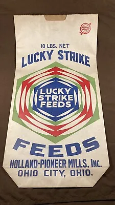 Vintage Lucky Strike Feeds Feed Sack 10 Pound Bag Great Graphics Ohio City • $24.95