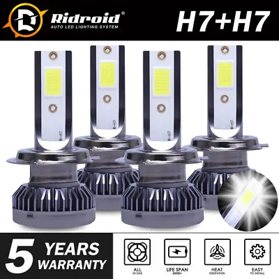 H7+H7 Combo LED Headlight Hi/Lo Beam Kit For VW Jetta 2005-2018 Passat 2001-2016 • $14.98