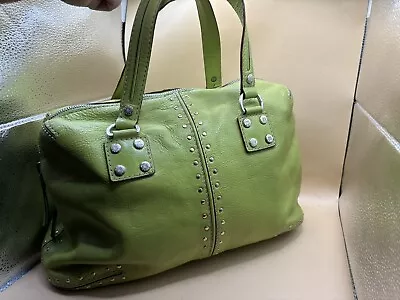 MICHAEL KORS Brilliant Green Leather Top-Handle Satchel Leather W Studs • $89.99