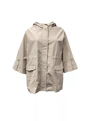 Marina Rinaldi Women's Beige Tabasco Zipper Closure Rain Coat NWT • $148.75