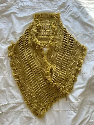 Mustard Circle Scarf Sweater Fringe Fall Autumn Earthy Yellow • $4.69