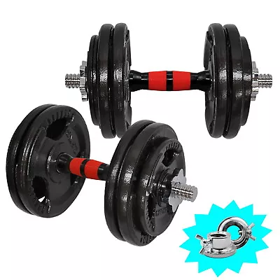 28.5kg Ez Grip Cast Iron Weight Dumbell Set - 36cm Dumbell Bar- Home Gym Weights • $110.63