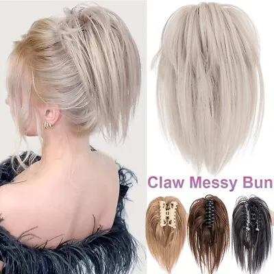 UK Synthetic Hair Piece Claw Clip Hair Bun Wavy Curly Chignon Hair Bun For Women • £11.50