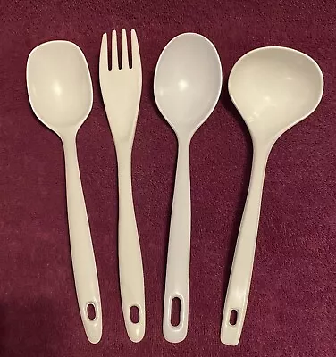 Set Of 4 Melamine Ware Kitchen Utensils Meat Fork Ladle Serving Spoons • $26