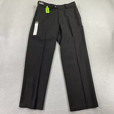 Haggar Dress Pants Mens 32x30 Black Classic Fit Flat Front Expandable Waist • $21.59