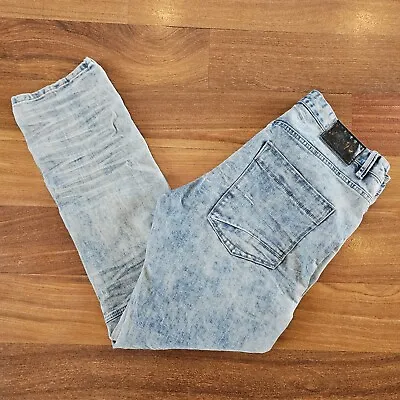 Smoke Rise Distressed Acid Wash Denim Jeans Stretch Vintage 90s Mens 36x32 • $39.99