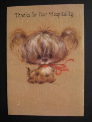 UNUSED Vintage Greeting Card Mary Hamilton THANK YOU Fluffy Dog W/ Bow • $4.99
