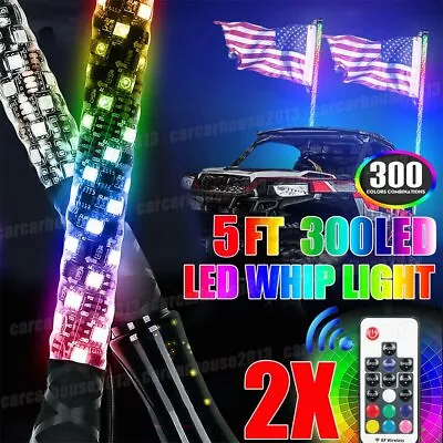 2X 5ft Spiral LED Whip Light For UTV ATV Accessories RZR Can-Am Polaris Antenna • $113.99