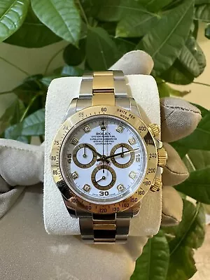 Rolex Daytona SS/18K Gold 40MM White Diamond Dial 116523 W/ Box & Card Full Link • $13100