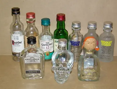 Mini 50 Ml Glass Liquor Bottle Lot Skull Vodka Patron Gentleman Jack Absolute + • $19.99