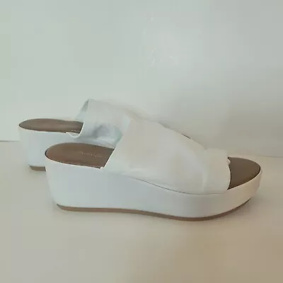 A. GIANNETTI Platform Thong Mule Slide Sandals White Size 9 • $29