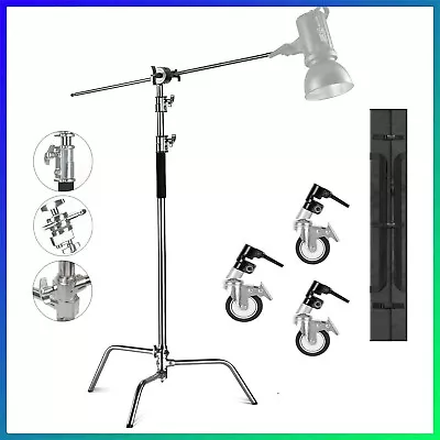 Upgraded Heavy Duty Stainless Steel C-Stand With Hold Boom Arm +Grip Head +Wheel • $169.20