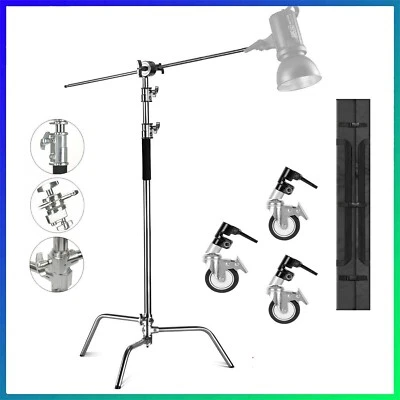 Upgraded Heavy Duty Stainless Steel C-Stand With Hold Boom Arm +Grip Head +Wheel • $169.20