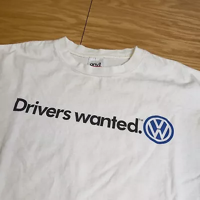 Vintage 90s Volkswagen Ad Drivers Wanted Slogan Promo Tee T-Shirt XL Car Racing • $30