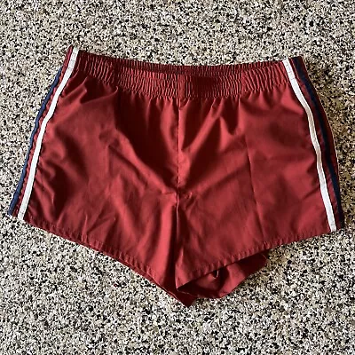 Vintage 80s Jantzen Red Swim Trunks Shorts Men's Size 38 USA Made W/ Blue Stripe • $29.99