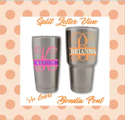 Monogram Vinyl Decal Sticker For Tumblers  Cups Cellphones  3  • $3.75