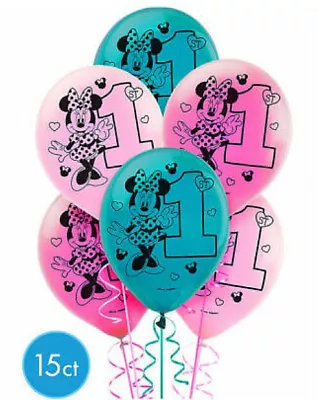 Disney MINNIE MOUSE Fun To Be One 1 FIRST Birthday Party LATEX BALLOONS 15pc 12  • $3.99