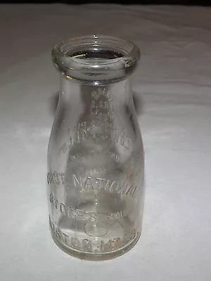 Vintage 1927 Bellows Falls Vt First National Stores Mass   1/2 Pint Milk Bottle • $34.99