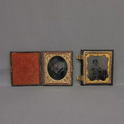 Late 1800s AmbrotypeTintype Poto ChildGranny Sixth Plate Daguerreotype Cases • $9.99