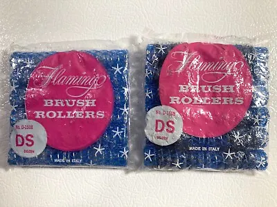 Vintage 2 Packs Of Small Flamingo Brush Hair Rollers - No DS 1508 & 1608 - Italy • $12.99