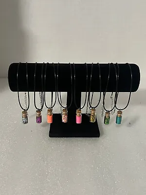$7.99 • Buy Glass Jar Pendant With Black PU Leather String