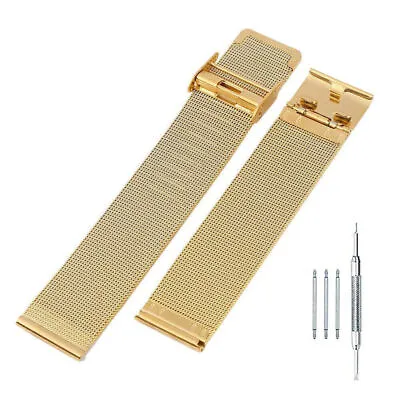 22/20/18/16/14mm Mesh Stainless Steel Metal Strap Thin Watch Bracelet Strap Band • £6.59