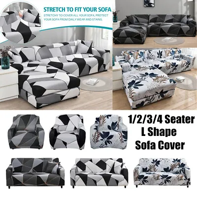 $19.99 • Buy 1/2/3/4 Seater Sofa Cover L-Shape Sofa Slipcover Sectional Removable Covers