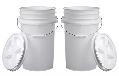 7 Gallon (2 Pack) Large Bucket Pail Container With Gamma Seal Lid Food Grade BP • $101.61