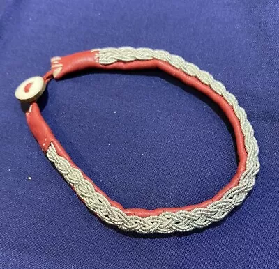 Sami Bracelet/Cuff In Red Leather Pewter Woven Braid Antler Button Viking Norway • $40