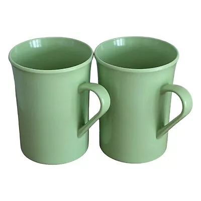 Green Melamine Mugs X 2  Picnic Campervan Vintage Melamine Mug Pair • £15.95
