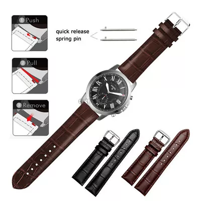 $9.99 • Buy Crocodile Leather Wrist Watch Band Strap For Fossil Smart Watch Quick Release