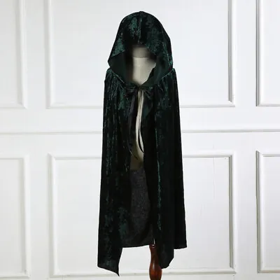 Unisex & Kids Hooded Cape Medieval Renaissance Cloak Devil Witch Cosplay Costume • £12.11