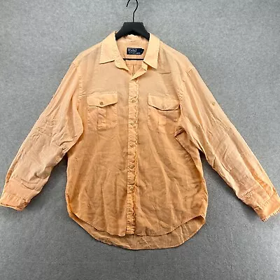 Polo Ralph Lauren Button Up Shirt Mens Size Large Orange Ombre Long Sleeve • $20.93