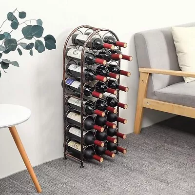 Arched Freestanding Floor Metal Wine Rack Wine Bottle Holders 23 Bottles Black • $27.95