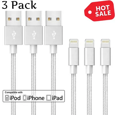 3 Pack 10FT Heavy Duty Fast Charging Cable Cord Charger For IPhone 14 13 12 11 • $7.99