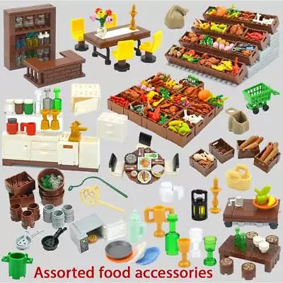 City Food Market Kitchen Building Blocks Plate Cup Bottle Table Oven For Lego • £24.55