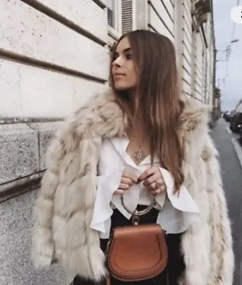 $79.99 • Buy Zara Faux Fur Short Coat Jacket Beige Size Midium