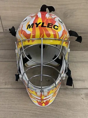 Vintage Mylec Adjustable Goalie Helmet Hockey Mask With Flames. See Details! • $25