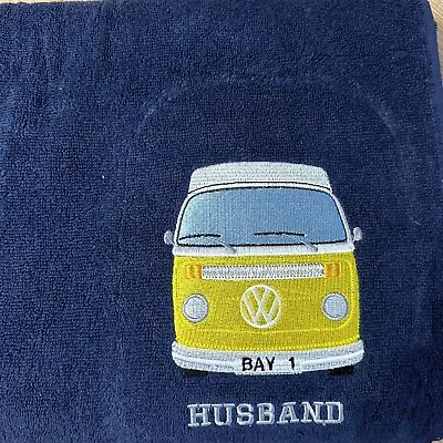 Personalised Embroidered Bay Campervan Bath Sheet Name & Wrapped FREE • £26