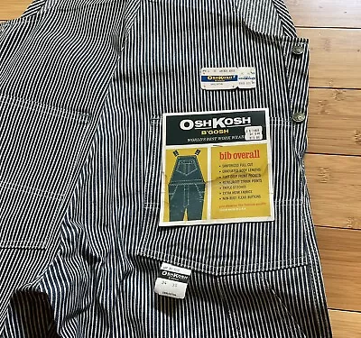 OSHKOSH B’gosh Vtg Hickory Stripe Overalls Sanforized UNION 34x30 Original Tags • $159.95