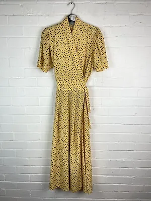 Principles Yellow Black Polka Dot 50s Style Wrap Dress Women's UK 12 #CS • £14.24