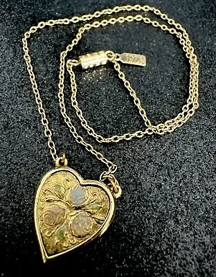 MY VINTAGE MOM’S Designer 1928 Gold Tone ENAMEL Heart 17” CHAIN Necklace • $5.99