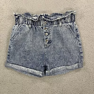 Denim Blvd Womens Jean Shorts High Waist Cuffed Mom Shorts Medium Acid Wash • £17.09