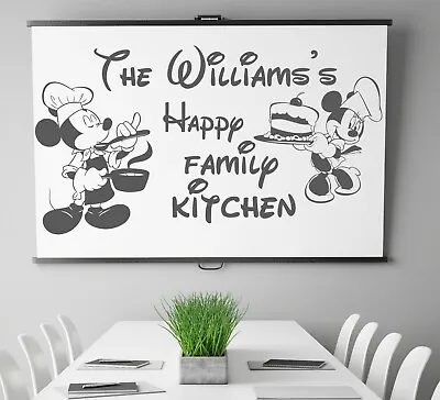 £19.77 • Buy Personalised Family Name Kitchen Vinyl Wall Sticker Disney Minnie Mickey Art