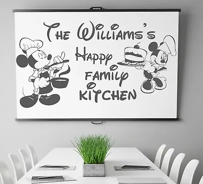 Personalised Family Name Kitchen Vinyl Wall Sticker Disney Minnie Mickey Art • £19.77