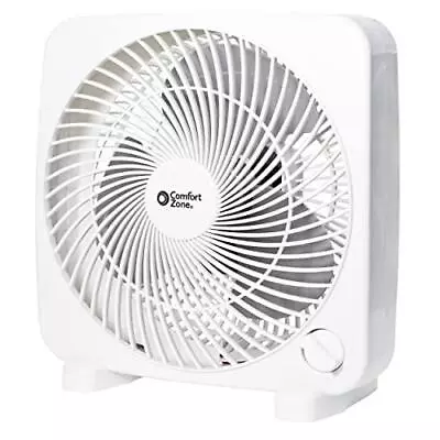 Comfort Zone CZ9BWT Portable 9-inch 3-Speed Quiet Box Fan For Home In White • $19.79