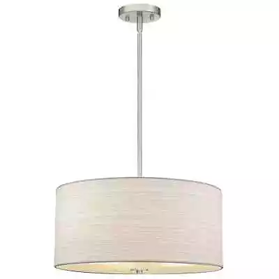 Kira Home Pearl 18  Modern 3-Light Large Drum Pendant Chandelier White Textured • $53.20