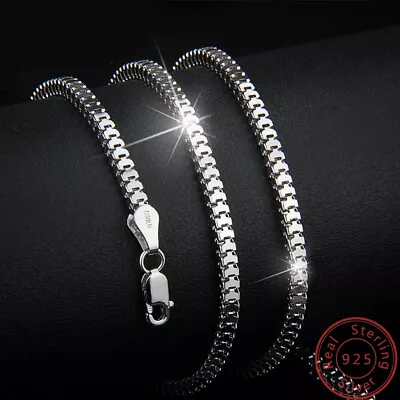 Real 925 Sterling Silver Box Link Chain Necklace For Men Jewelry Gift ITALY • $28.20