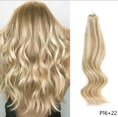 Nstural Wavy Micro Beads Ring Micro Loop Human Remy Hair Extension  100S • $85