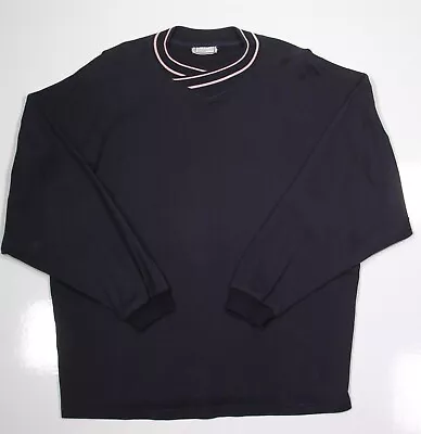 $68 • Buy Gianni Versace Vintage 1980's Navy Blue V-Neck Long Sleeve Shirt Eu 50 - US 40/L